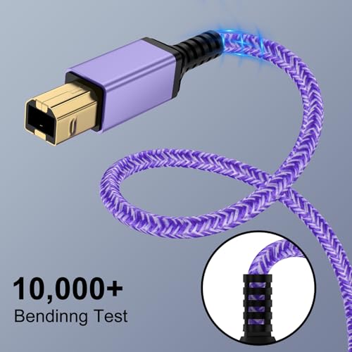 Printer Cable 10 Feet USB A to USB B Cable USB 2.0 MIDI Cable USB Printer Cable Scanner Printer Cord to Computer for HP, Canon, Brother, Dell, Epson, Lexmark, Xerox, Samsung, Piano DAC