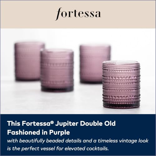 FORTESSA Jupiter Beaded Hobnail Glass Vintage Themed Drinkware Set, 10 Ounce Double Old Fashioned Glass (Set of 6), Dishwasher-Safe, Purple by Fortessa - Image 5