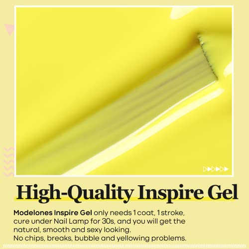Modelones Gel Nail Polish, 15Ml Summer Bright Yellow Color Gel Polish Soak Off Led Shine Long Wear Solid Nail Gel Polish Nail Art Manicure Diy Salon At Home, For Coachella Music Festival #TOP2
