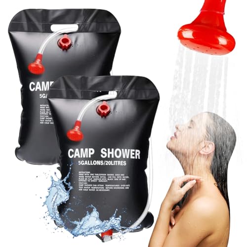 DANNEEFORSU7 Solar Shower Bag, 20 L Camping Shower Solar Shower, Solar Heating Camping Shower Bag, Outdoor Garden Shower Children Hot Water, Portable Solar Water Bag for Garden, Climbing, Travel