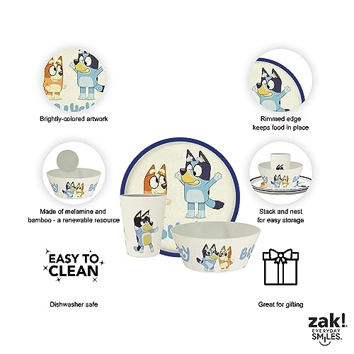 Zak Designs Bluey Kids Dinnerware Set 3 Pieces, Durable and Sustainable Melamine Bamboo Plate, Bowl, and Tumbler are Perfect For Dinner Time With Family (Bluey, Bingo, Bandit, Chilli) by Zak Designs - Image 4