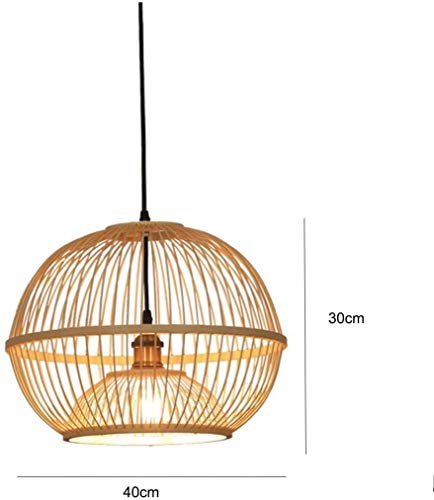 Chandelier rotin tressé main E27 lanterne japonaise en bois suspendue - 6