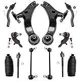 Detroit Axle - 12pc Front Lower Control Arms Lower Ball Joints, Sway Bar Links, Inner Outer Tie Rod Ends and Rack Boots Kit for 2007-2011 Toyota Camry - USA Models Only