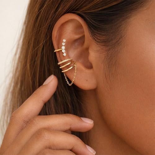 Image of Ear Cuffs Non Piercing Chunky Ear Cuff Earrings for Women Non Tarnish Clip on Cartilage Earrings Trendy Jewelry No Pierced Ears Fake Earring Set Fashion Accessories Jewelry Birthday Gifts