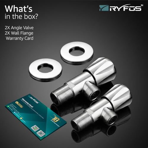 Image of India's 1st Lifetime Support Brand, R4015AV, SS-304 Grade Angle Valve | Angle Cock for Bathroom With Wall Flange | Valve for Geyser | Bathroom Tap | (Chrome Finish, 2-Piece)