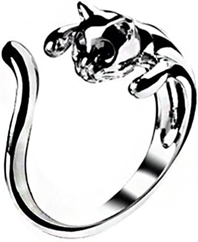 Women's Fashion Style Lovely Cat Open Alloy Ring(Silver)