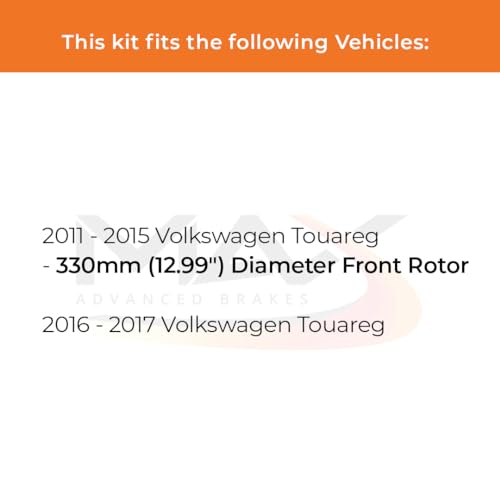Image of Max Advanced Brakes Front & Rear Brake Kit Compatible With 2011-2014 2015 2016 2017 VW Touareg w /12.99 inch Dia Fr Rotor Replacement Premium OE Disc Brake Rotors and Ceramic Brake Pads