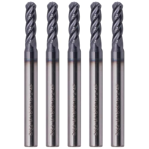 Image of BestParts 5Pcs 5 /32 inch 4 Flute Solid Carbide Ball Nose End Mill, AlTiN Coated | 30 Degree Helix, 5 /32 inch Cutting Diameter, 3 /16 inch Shank Diameter, 9 /16 inch Length of Cut, 2 inch Overall Length