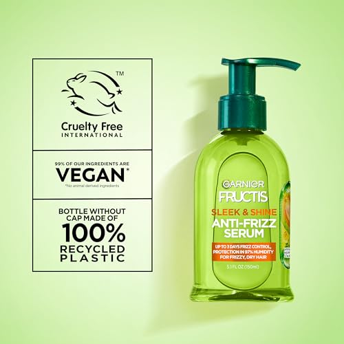 Garnier Fructis Sleek & Shine Anti-Frizz Hair Serum for Frizzy, Dry Hair, Leave-In Argan Oil Infused Formula with Up to 72HRs of Frizz Control, Smooths Flyaways & Boosts Hair Shine, 5.1 Fl Oz - image 8