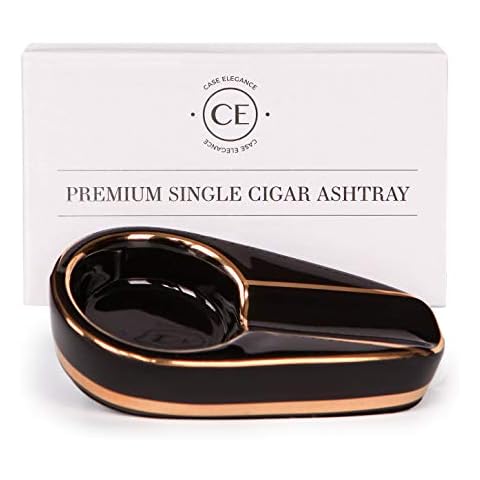 CASE ELEGANCE Black and Gold Cigar Ashtray Cover