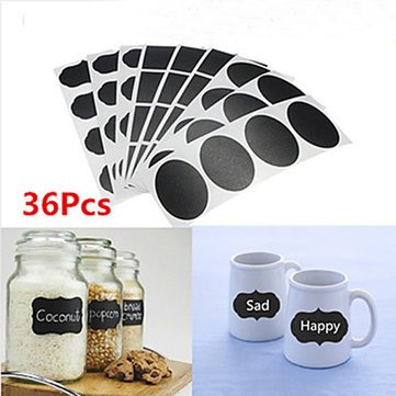 Generic 36PCS Chalkboard Stickers Labels Decals Tags Vinyl Kitchen Jar Cup Bottle Decor