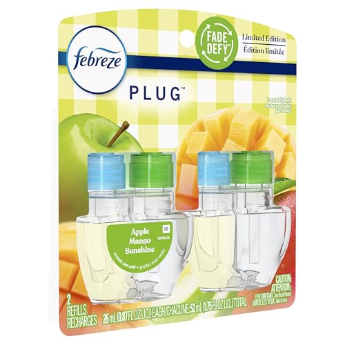 Febreze Plug In Air Freshener, Odor-Fighting Scented Oil Refill, Apple Mango Sunshine Scent, 2 Refill - image 8