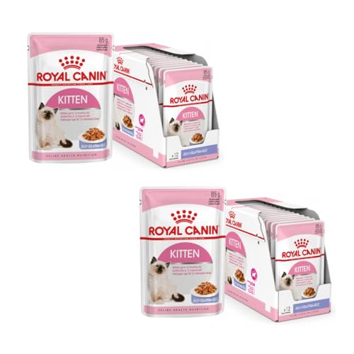 Royal Canin Kitten | Doppelpack | 2 x 12 x 85 g | Nassfutter für Katzenwelpen | Mit feinen Stückchen in Gelee | Geeignet in der zweiten Wachstumsphase bis zum 12. Lebensmonat