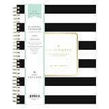 Day Designer for Blue Sky 2022-2023 Academic Year Daily & Monthly Planner, 8' x 10', Frosted Cover, Wirebound, Rugby Stripe Black (137885-A23)