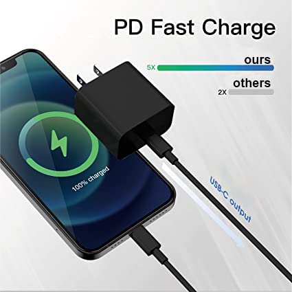 [Apple Mfi Certified] Iphone Charger Apple Block Usb C Fast Wall Plug With 6Ft Usb C To Lightning Cable For Iphone13/14/14 Plus/12/Pro/Pro Max/11/Air Pods Pro/Ipad Air 3/Min4 (Balck, 1Pack) #TOP5