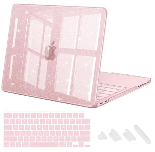 Image of Midkart Compatible with MacBook Neo Case 13 inch 2026 Release Model A3404 with A18 Pro Chip Hard Shell Case Cover with Keyguard and Dustplugs, Blush Transparent Glitter