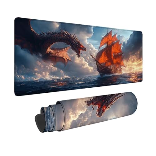 Tapis de souris bureau motif dragon et voilier, une idée cadeau utile pour passionné de PC