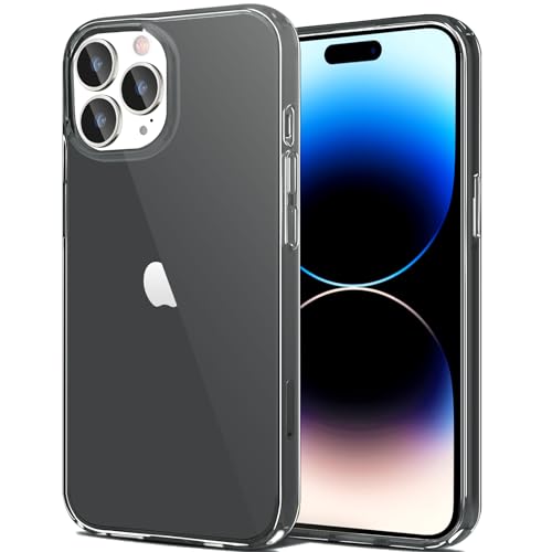 JJGoo Compatible with iPhone 14 Pro Max Case Clear, Soft Shockproof Protective Slim Thin Bumper Cover Transparent Phone Cases, Translucent Black
