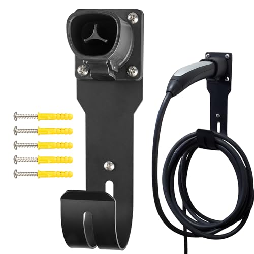 MECMO for Tesla Charger Holder - Wall Mount Dock & J-Hook for Model 3/Y/X/S Heavy Duty Steel EV Charging Cord Hanger Compatible with NACS Connector