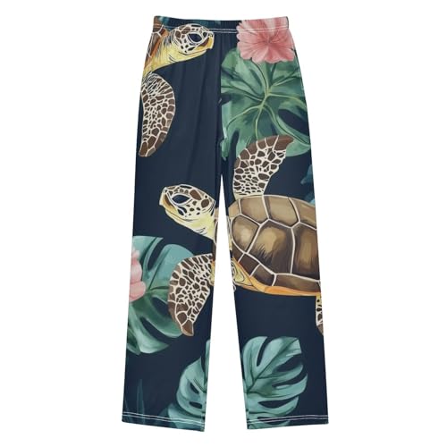 Tropical Turtle Boys Long Pants Soft Trousers Elastic Waist Kids Lounge Bottoms with Pockets S-XL