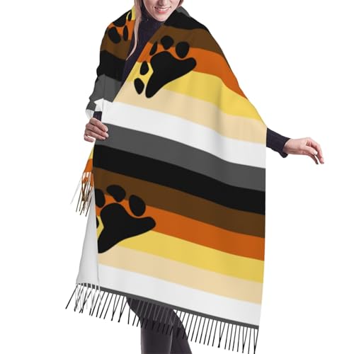 Women'S Bear-Pride Flag Scarf Wrap Tassel Fringes Poncho Printing Shawl 77 X 27 Inch4