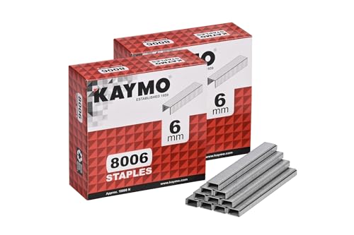 Image of Kaymo ST8006 6mm 80 Series Industrial Staples 2-Pack (20,000 Pins) | Heavy-Duty Steel Fasteners for Furniture, Woodwork, Packaging & General Construction | Compatible with Kaymo 80 Series Staplers