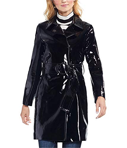 Vince Camuto Womens Faux Leather Three Button Blazer Jacket, Black, X-Small