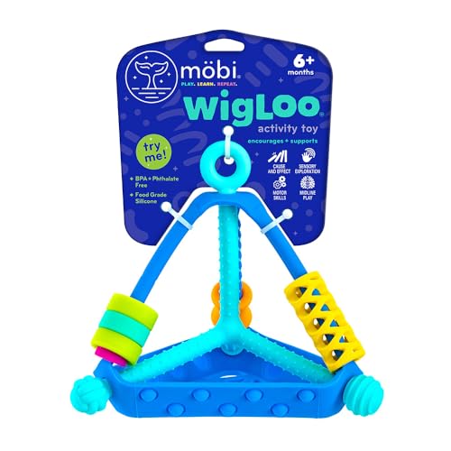 Mobi Wigloo Activity Montessori Sensory Toys, Sensory Development & Teething Toy for Babies 6-12 Months & Up, BPA Free Silicone Teether