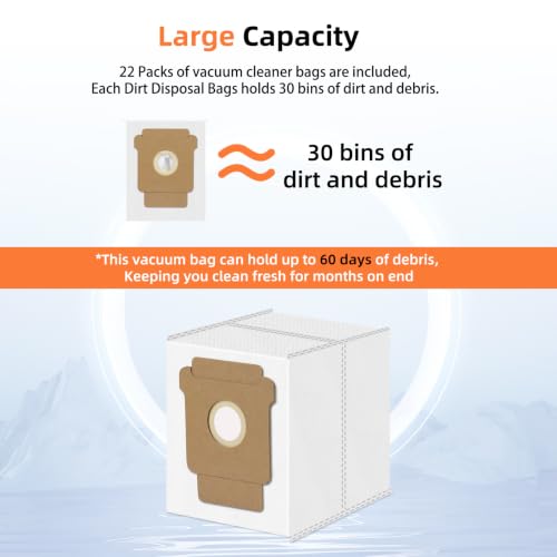 Image of 22 Pack 104 105 Replacement Vacuum Bags Compatible with iRobot Roomba 105X /415X /505X /106 /108 Combo, Plus 405 /504 /505 /507 Combo, 105 Vac /Max 705 Vac Clean Base Automatic Dirt Disposal Bags