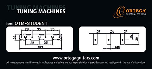 ORTEGA Classic Tuning Machines - Silver/Black (OTM-STUDENT), Black,Silver, 60mm x 170mm x 40mm - Image 2