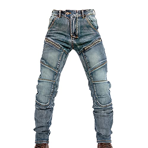 MANYMANY Jeans da Moto Protettivi Uomo, Blu, S-3XL