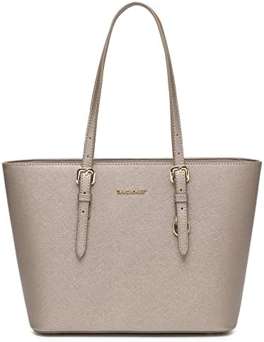 RAINSMORE Borsa a Mano Donna Media Pelle PU Borsa Lavoro Donna Borsetta a Spalla Borse Tracolla Ufficio Shopping Bag Tote Firmata 13 Pollici Cachi