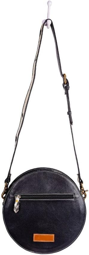 Myra Bag Round Bag for Women - Western Upcycled Leather Shoulder Bag Ebony