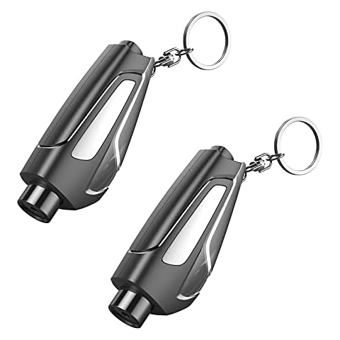 Gobesty Car Window Breaker, 3 in 1 Window Breaker Keyring, Seat Belt Cutter and Window Breaker, Car Safety Hammer, Portable Glass Breaker, Emergency Car Escape Tool Life Saving Survival Kit, 2 Pack Cover