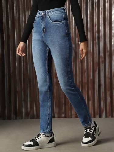 Image of High Star Women Cotton Washed Skinny fit High-Rise Casual Jeans