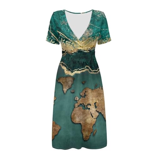 Image of Women's Summer Formal Dresses Short Sleeve Wrap V Neck Dresses Bridesmaid Wedding Guest Dress with Pockets