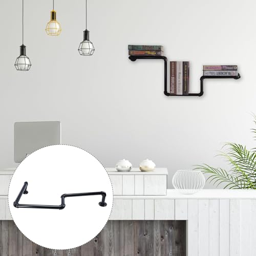 Étagère murale en fer noir délicat au design rétro - 8