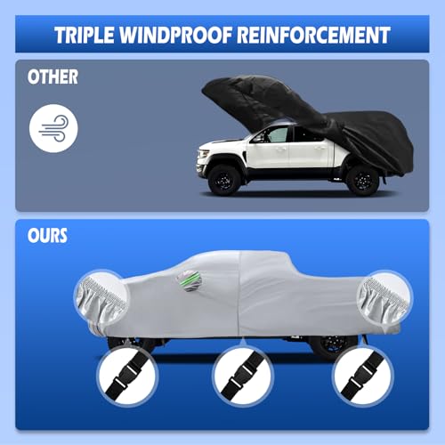 Image of Car Cover Fit for Ram 1500 Short Bed, Migaven Truck Cover Waterproof All Weather Full Exterior Cover Sun Rain Protection with Door Zipper