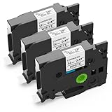 Paket beinhaltet: 3x Etikettenbänder kompatibel Brother p-touch bänder TZe-231 12mm 0.47. (Breite: 0,47 Zoll / Länge: 26.2ft jede / Schwarzdruck auf Weiß).