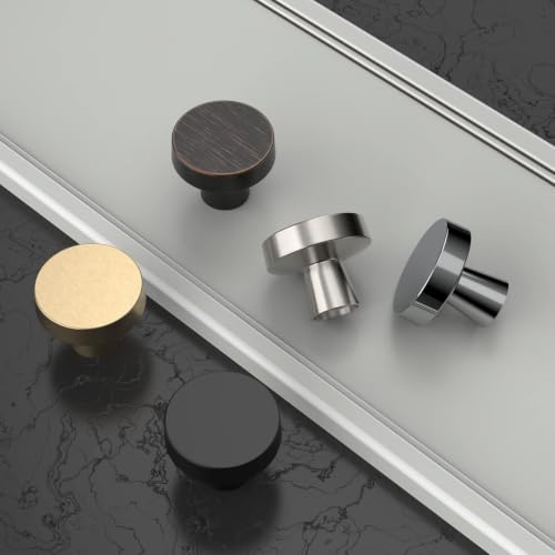 Image of Asidrama 5 Pack Oil Rubbed Bronze Cabinet Knobs Heavy-Duty Solid Kitchen Cabinet Pulls Drawer Black Hardware for Bathrooms Cabinets