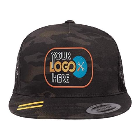 Your Logo Embroidered On YP 6006 Flatbill Trucker Snapback Hat Custom Logo (Multicam/Black) Cover