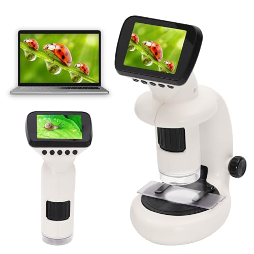 EULEUY 2en1 Microscopio para niños con Portaobjetos Microscopio, Microscopio Digital para niños Portatil con Pantalla LCD de 2,4 Pulgadas y Gran Aumento de 1000X.Regalo niño 3-8 años