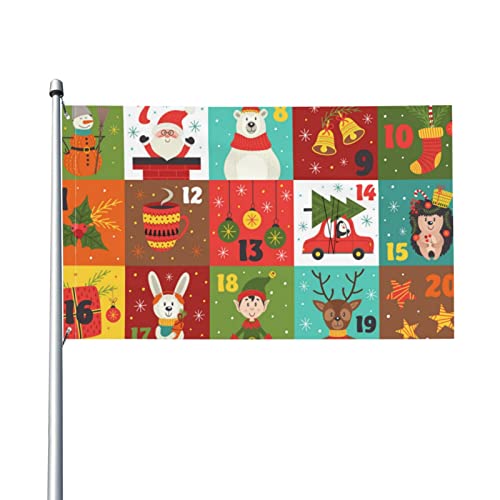 Calendrier de l'Avent avec personnages de Noël - 9,1 x 1,5 m - Bannière d'intérieur et d'extérieur - Couleurs vives et résistantes aux UV - Décoration de jardin Cover