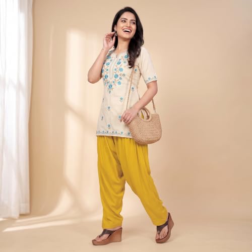 Image of FASHION GALLERY Women's Rayon Relaxed Fit Patiala Salwar with Full Length Drawstring Closure Type and Flexible Waist | Patiala Pant for Woman Free Size Fit Upto XXL