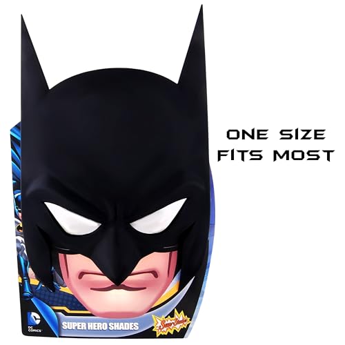 Image of Sun-Staches Batman Sunglasses, DC Comics Heroes & Villains Costume Accessory | Official DC Batman, Robin, Batgirl, Joker, Catwoman, or Harley Quinn | Costume Ready | 100% UV | One Size Fits Most