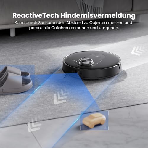 Proscenic Q8 Max+ Saugroboter mit Wischfunktion, 8000Pa 200min Staubsauger Roboter mit Absaugstation 3L Staubbeutel, Intelligentes Laser Navigation mit 5 Karten, Steuerung über APP Alexa Google Siri