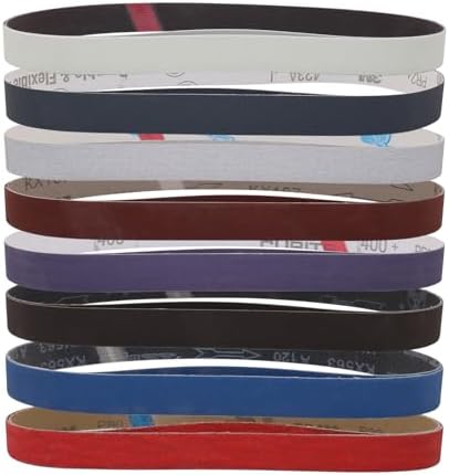 16 Pack 1 x 30 Inch Sanding Belts, 1x30 Knife Sharpening Sanding Belts, 80/120/240/400/600/800/1000/5000 Grit Sander Belt for Knife Polishing Metalworking