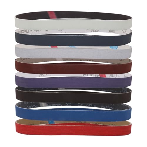16 Pack 1 x 30 Inch Sanding Belts, 1x30 Knife Sharpening Sanding Belts, 80/120/240/400/600/800/1000/5000 Grit Sander Belt for Knife Polishing Metalworking