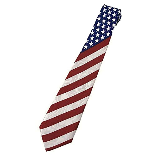 Men's Bright And Bold Usa American Flag Patriotism Regular Neck Tie Red White Blue #TOP4