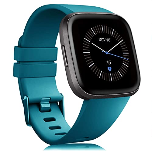 Onedream Bracelet pour Fitbit Versa & Versa Lite - Bracelet Silicone Souple Réglable Accessoire Sport Compatible avec Fitbit Versa Special Edition pour Femme & Homme (sans Montre) (Vert, S)
